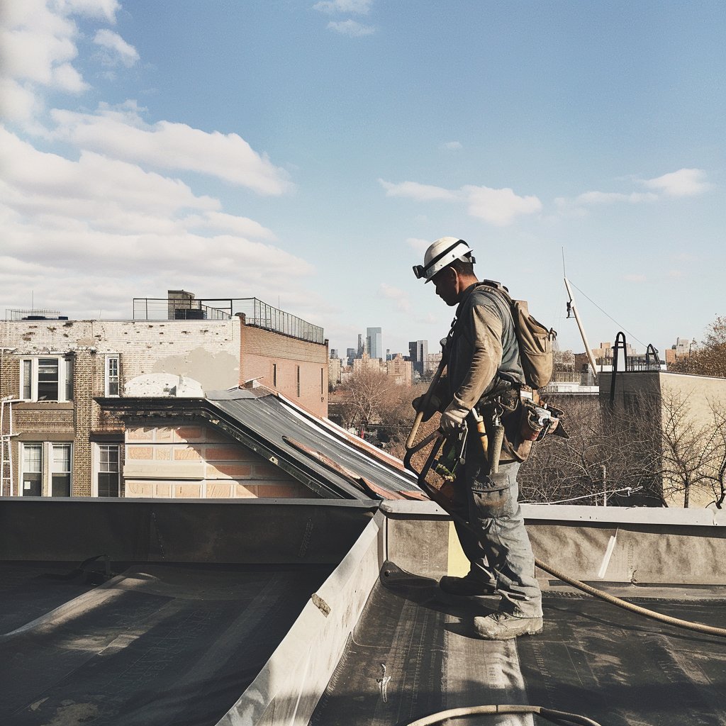 Commercial building in Brooklyn with a newly replaced rooftop skylight