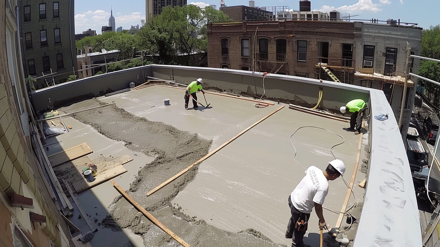 A repaired EPDM seam on a Brooklyn flat roof