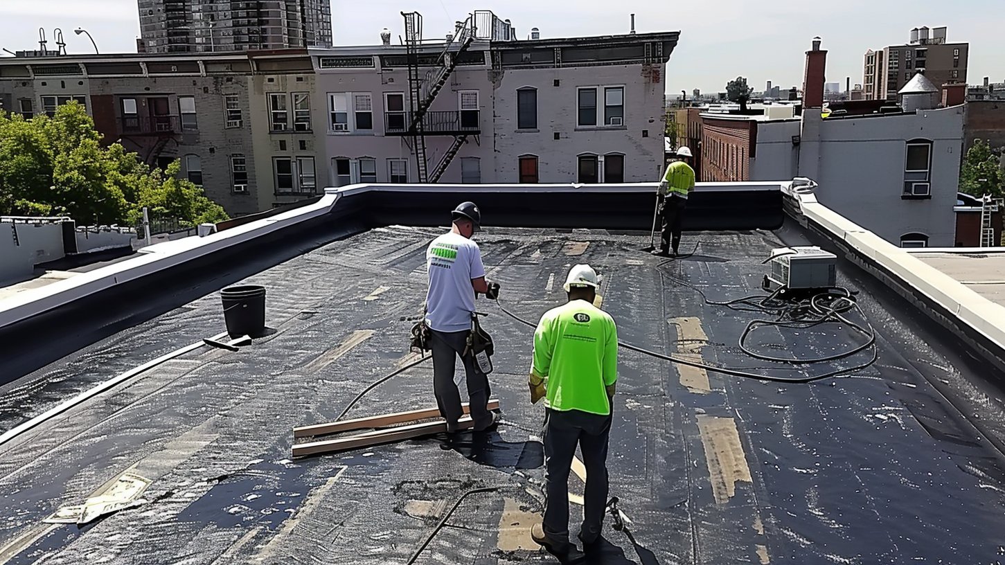 Flat roof in Brooklyn awaiting EPDM replacement