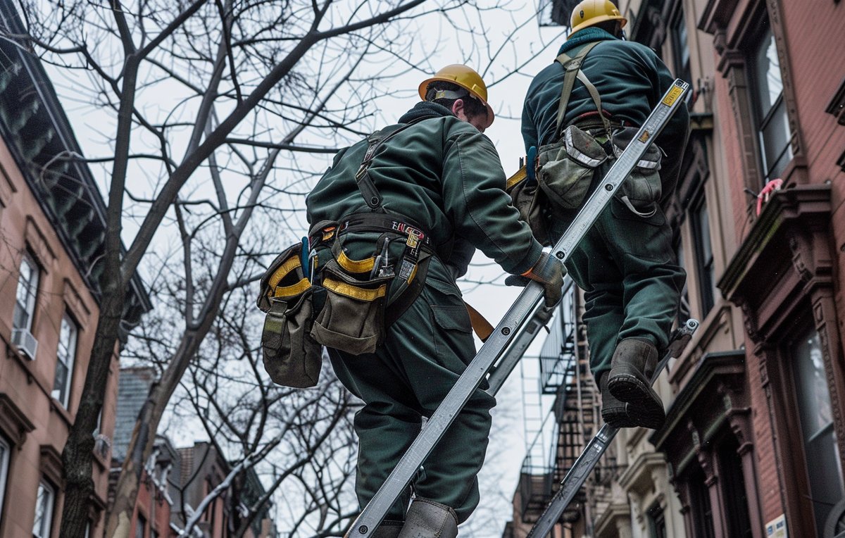 Brownstone and row-house rooftops near Flatbush Avenue in Brooklyn, where BST Roofers is based
