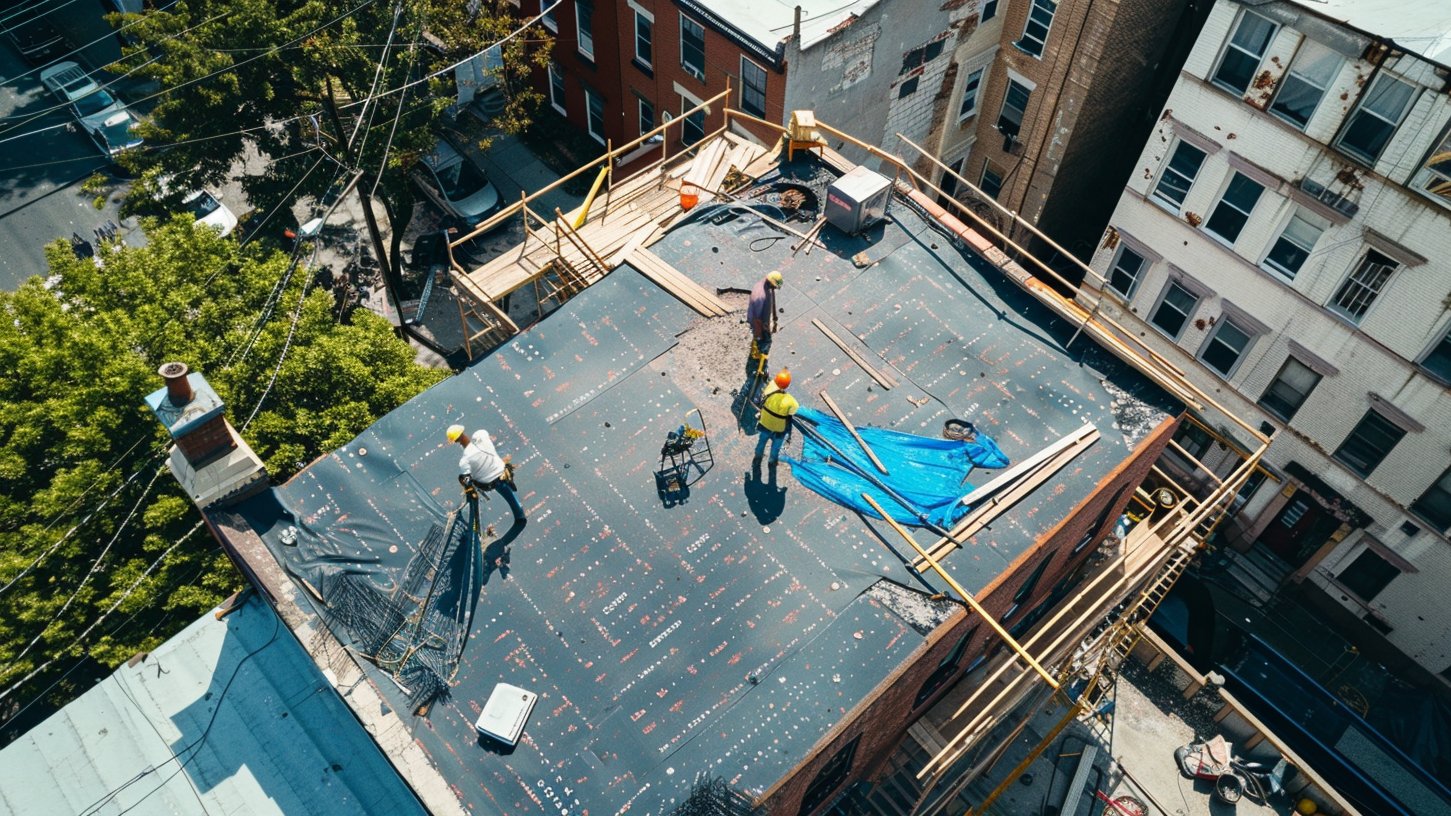 Brooklyn home with a newly finished roof installed by the BST Roofers crew